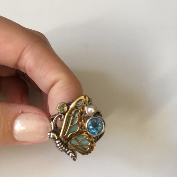 Turquoise Gemstone Butterfly Ring - Picture 3 of 3